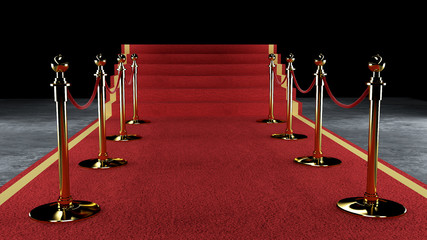 Golden rope barrier with red event carpet