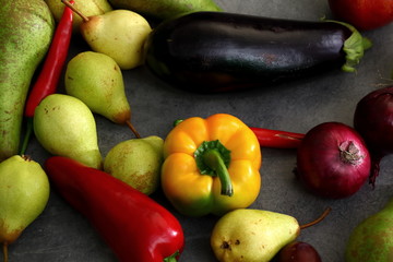 Autumn crops among fruits and vegetables.