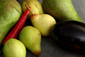 Autumn crops among fruits and vegetables.