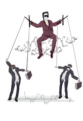 Obraz premium The manipulator using people to achieve his goals. Business vector illustration.