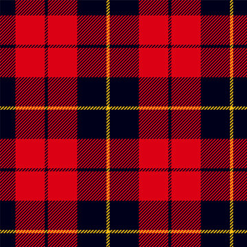 Scottish plaid in red, black, yellow. Wallace tartan seamless pattern