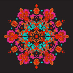 Embroidery vintage decorative elements in asian style