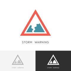 Storm warning logo - hurricane, tornado or twister safety sign. Natural disaster and bad weather vector icon.