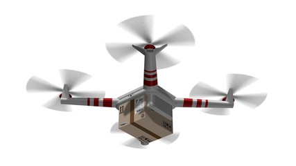 delivery drone - drone delivery a package - drone fast delivery concept 
