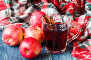 Fall hot alcohol mulled wine with spices