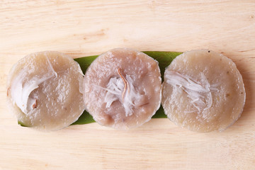 Thai dessert banana cake sweet thai dessert on banana leaf, thai dessert style