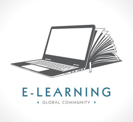 Elearning logo - ebook, e-learning and knowledge base concept