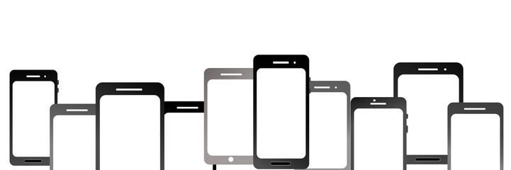 Banner Smartphones isoliert vor weißem Hintergrund