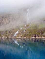 The Prins Christian Sund in Greenland, ice floes and glaciers