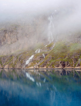 The Prins Christian Sund in Greenland, ice floes and glaciers
