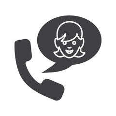 Obraz na płótnie Canvas Phone talk with girl glyph icon