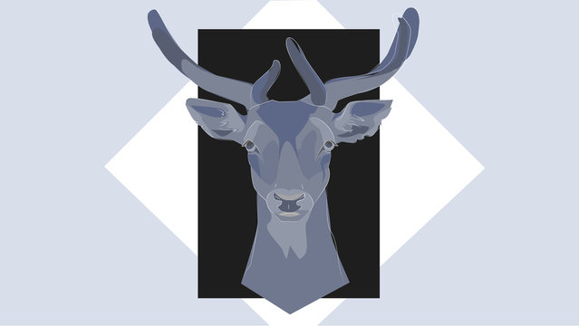 Geometric blue deer