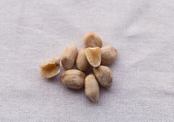 Closeup isolated peanut bean on white background