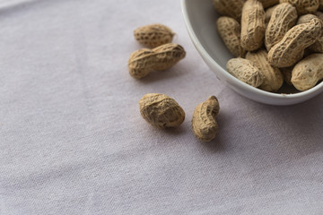 Closeup peanut on white background
