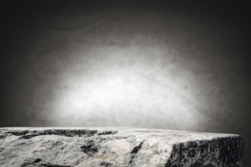 rock table background and gray dark wall space  - Powered by Adobe