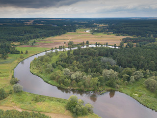 Polska, Rzeka Warta - dron - obrazy, fototapety, plakaty