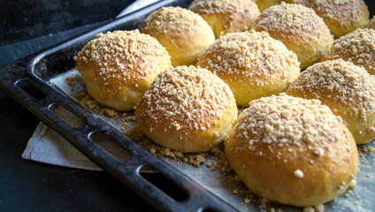 Home made buns with condensed milk.