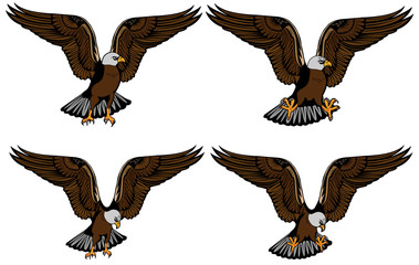Image of an eagle with a different arrangement of paws and heads for your print design and the Internet. Vector illustration.