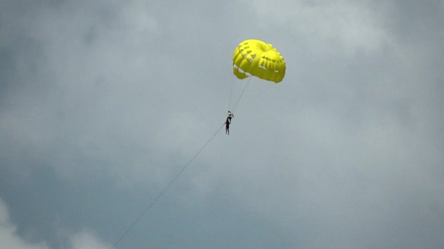 Parachuting in the sky. HD 1080. Slow Motion. Slowmo