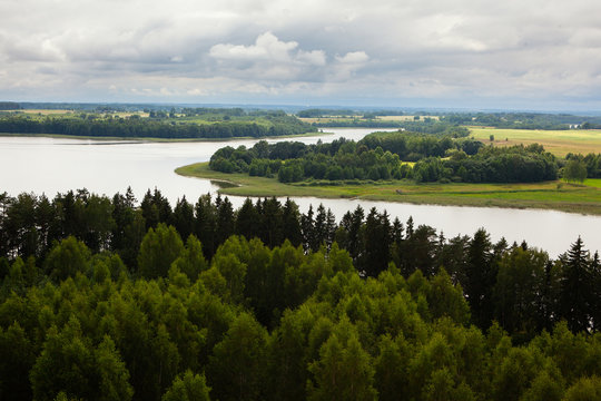 Aerial view of Sartai lake in Lithuania