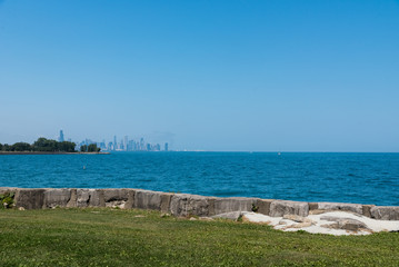 Chicago downtown skyline view from a south side