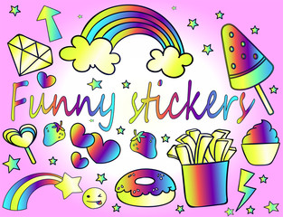 Naklejka premium Funny Cartoon Stickers - A large collection of neon youth stickers