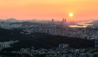 Korea,Seoul city and namsan tower at night.