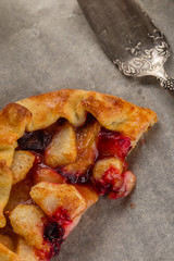 Homemade galette with plum and pears