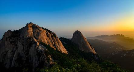 Baegundae highest mountains in the morning Bukhansan in seoul,south Korea,national park