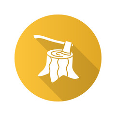 Deforestation flat design long shadow glyph icon