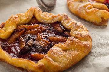 Homemade galette with plum