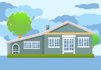 Single house illustration in vector flat style