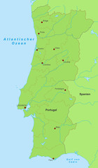 Portugal Landkarte - Grün (detailliert)
