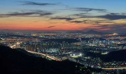 Fototapeta na wymiar Seoul city and namsan tower at night in seoul,Korea