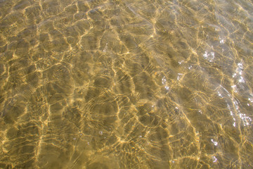 Texture of ripple sea water with sand bottom for background