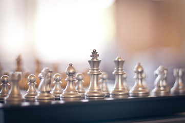 Chess on chessboard game business concept selective focus.