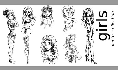 Schets collectie van vrouwen