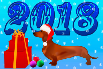Card with the new 2018 year of the dog