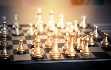 Chess on chessboard game business concept selective focus.