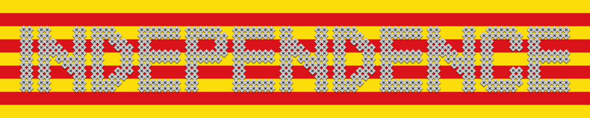 Independence text made of votes on Catalan flag illustration