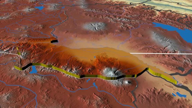 Igdir - Turkey, region extruded. Bumps shaded