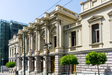 Street view of old buildings in Athens, Greece