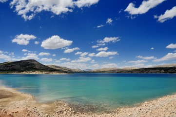 Beysehir, Altinapa Lake panaroma in sunny and cloudy day, KonyaTurkey