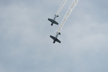 Navy airplanes in a sky on Chicago Air Show in 2017