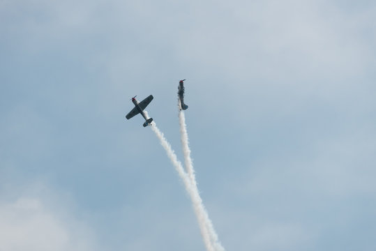 Navy airplanes in a sky on Chicago Air Show in 2017