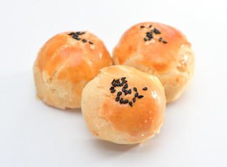 yolk pastry(Egg yolk shortcake) isolated on white background
