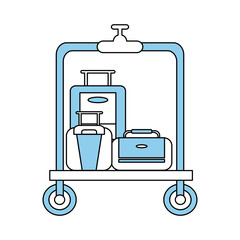 Obraz premium suitcases on luggage cart hotel related icon image vector illustration design sketch style