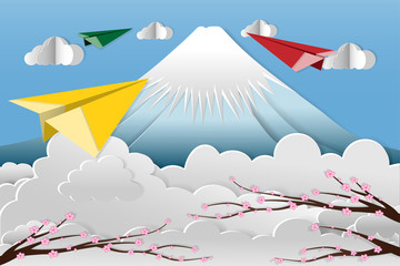 Fuji mountain with sakura in background  with style.