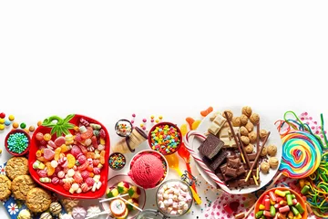 Gordijnen Large selection of kids party food and sweets © exclusive-design