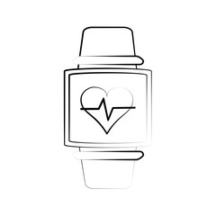 heart rate wrist monitor fitness band icon image vector illustration design sketch style